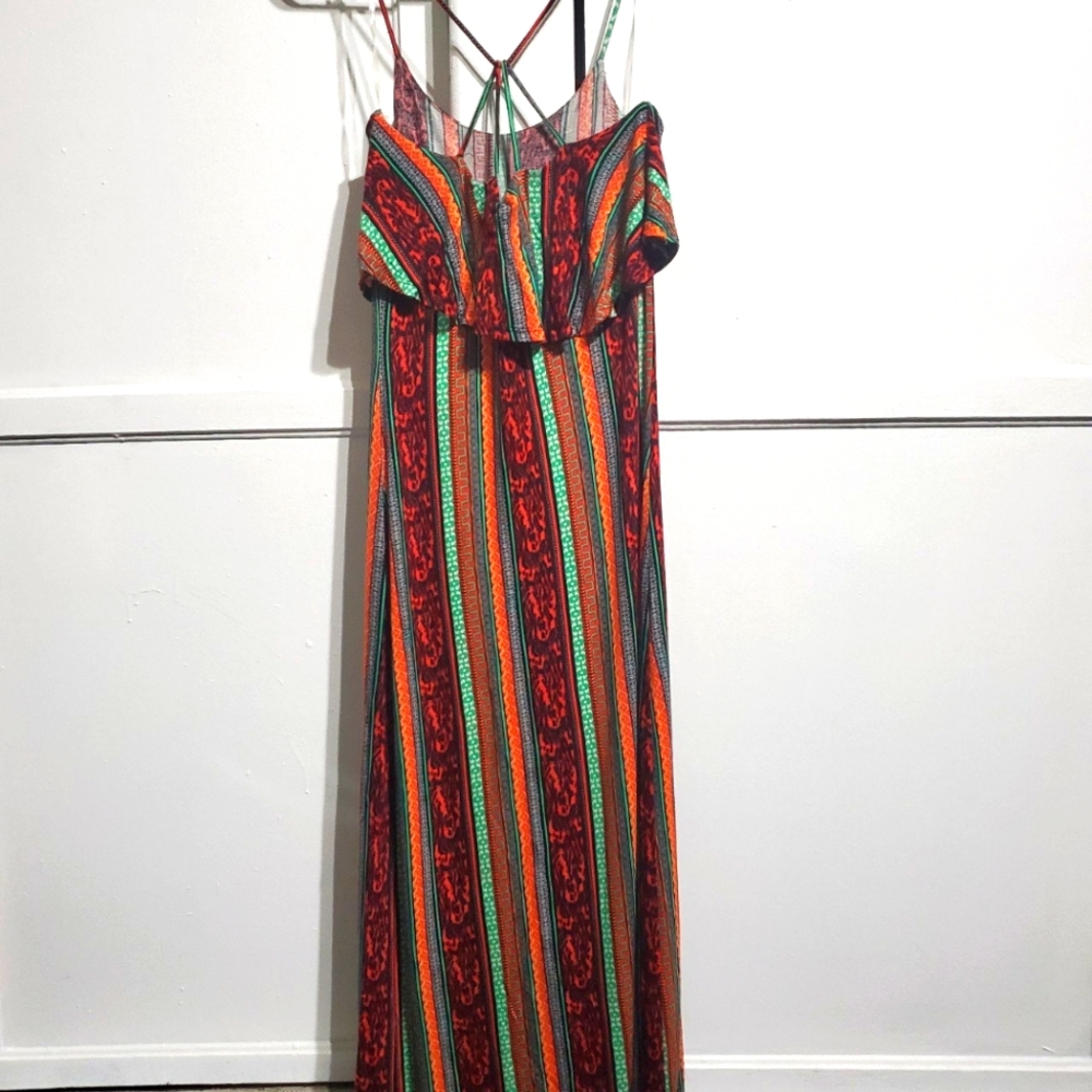 Red tribal maxi dress